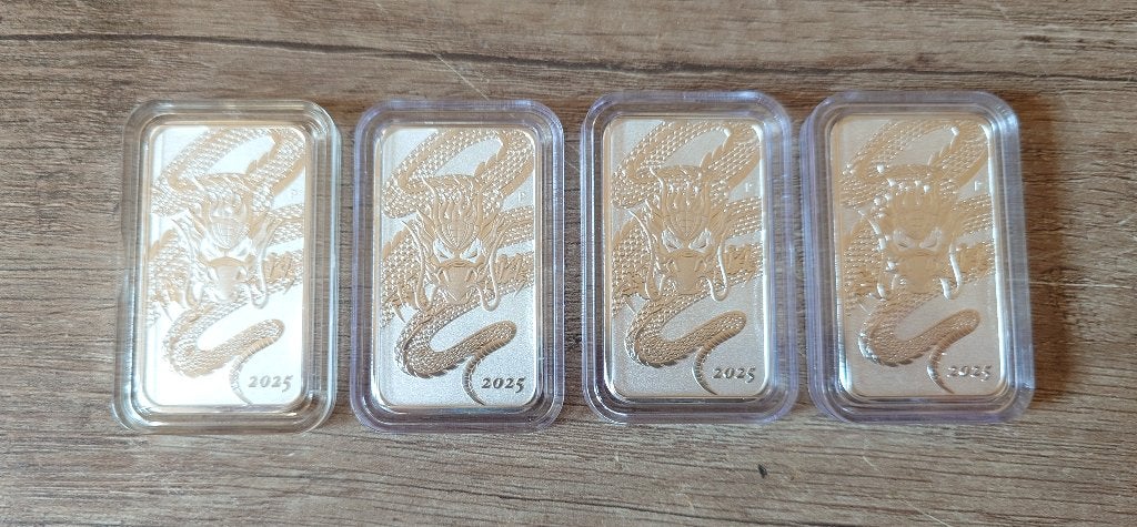 4x 1 oz Perth Mint Rectangle Dragon 2025, Verzenden, Zilver