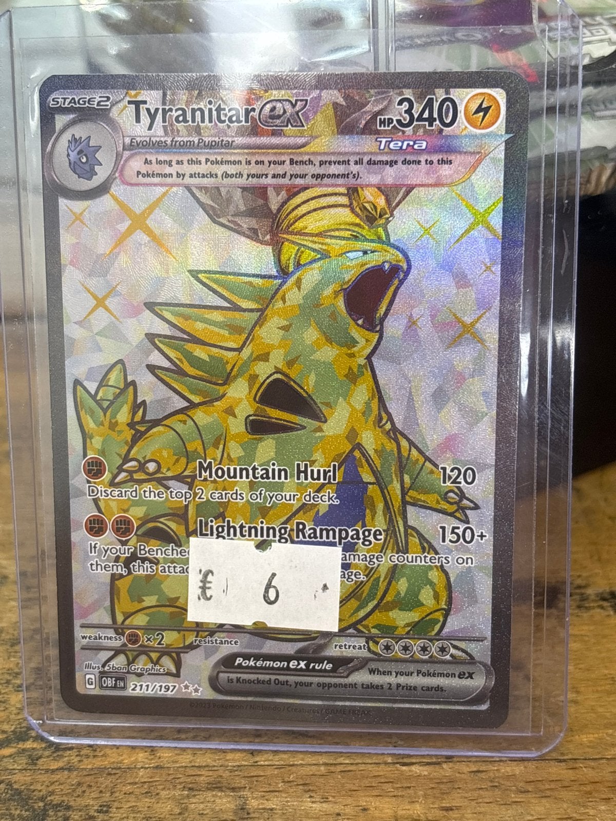 Pokémon Kaart: Tyranitar ex (Foil) - Obsidian Flames 211, Ophalen of Verzenden, Zo goed als nieuw, Losse kaart, Foil