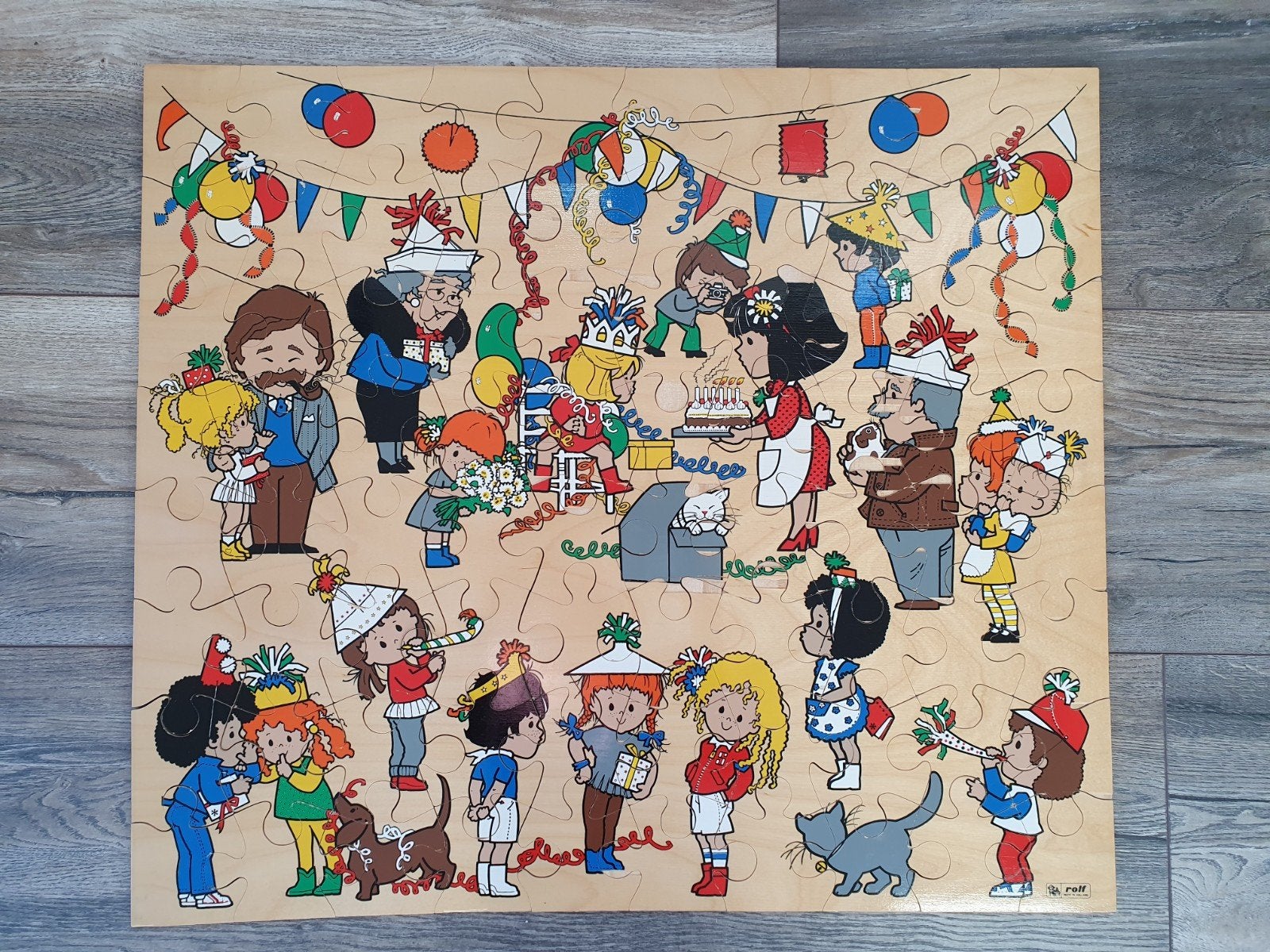 Rolf puzzel, feest, vintage, Gebruikt, Van hout, 4 tot 6 jaar, Meer dan 50 stukjes
