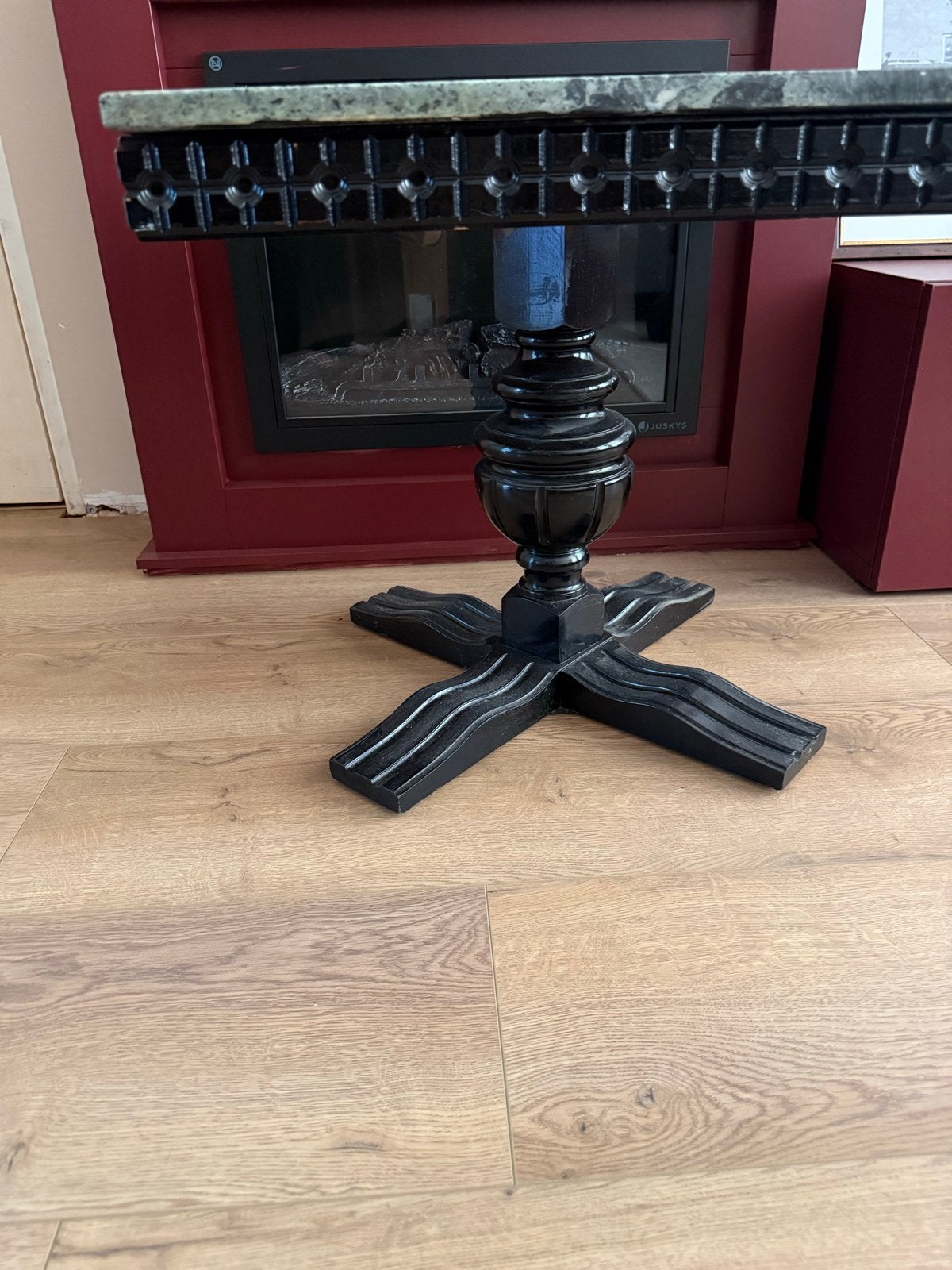 Foto 8 van Vintage unieke Bijzettafel met Groen Marmeren Blad- 60x60 cm