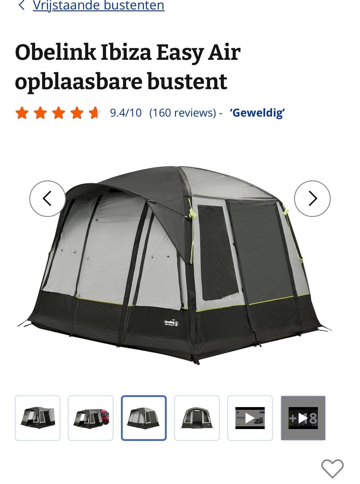 Obelink Ibiza Easy Air opblaasbare bustent - Zo goed als nie, Ophalen, Zo goed als nieuw
