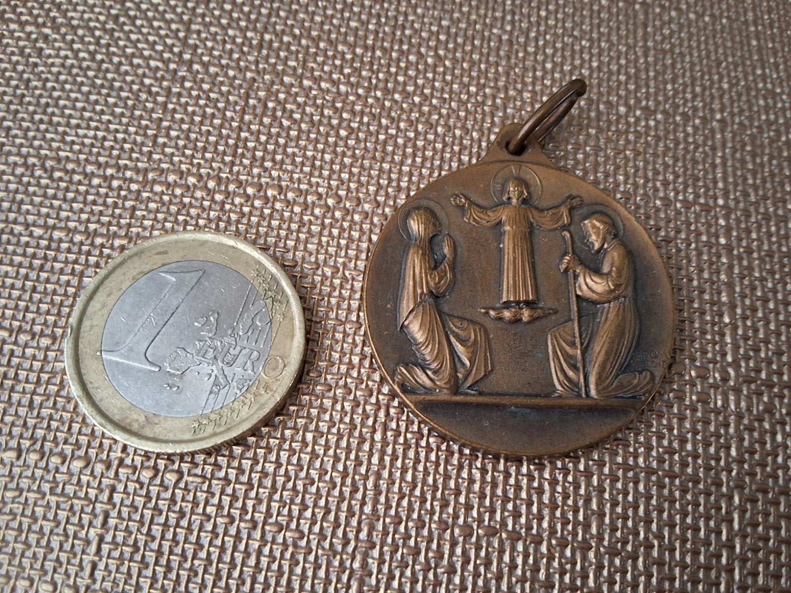 Vintage Bronzen Medaille Heilige Familie Aartsbroederschap, Ophalen of Verzenden