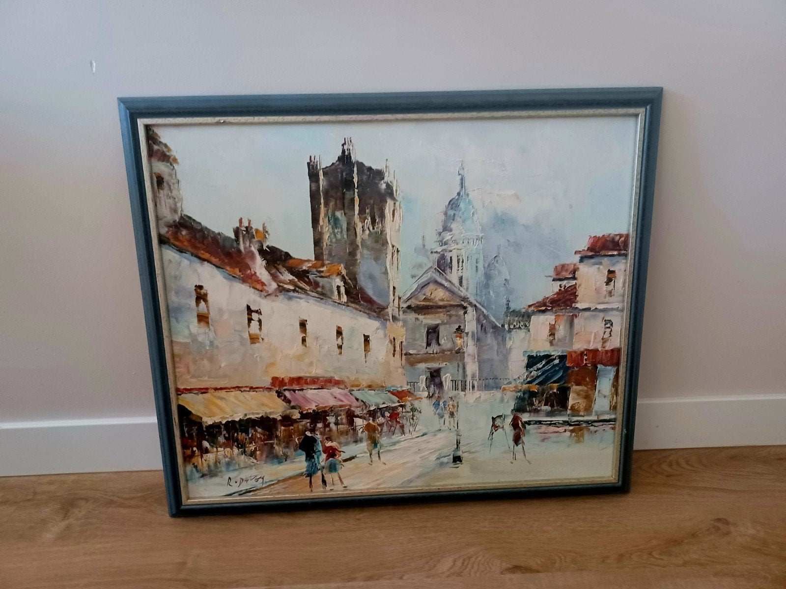 Olieverfschilderij Montmartre Parijs - 65x55 cm, Ophalen, Olieverf, Stads- / dorpsgezicht, Doek