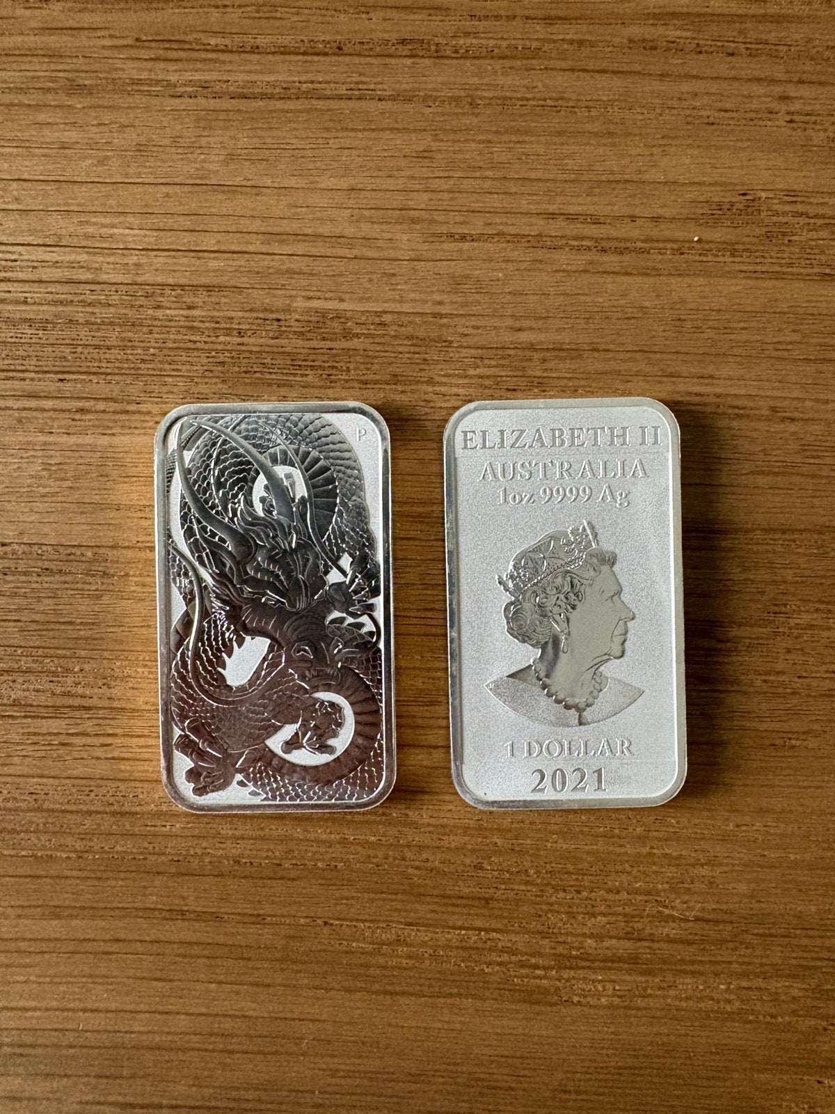1 ounce zilver dragon rectangular 2021 Perth Mint, Ophalen of Verzenden, Zilver