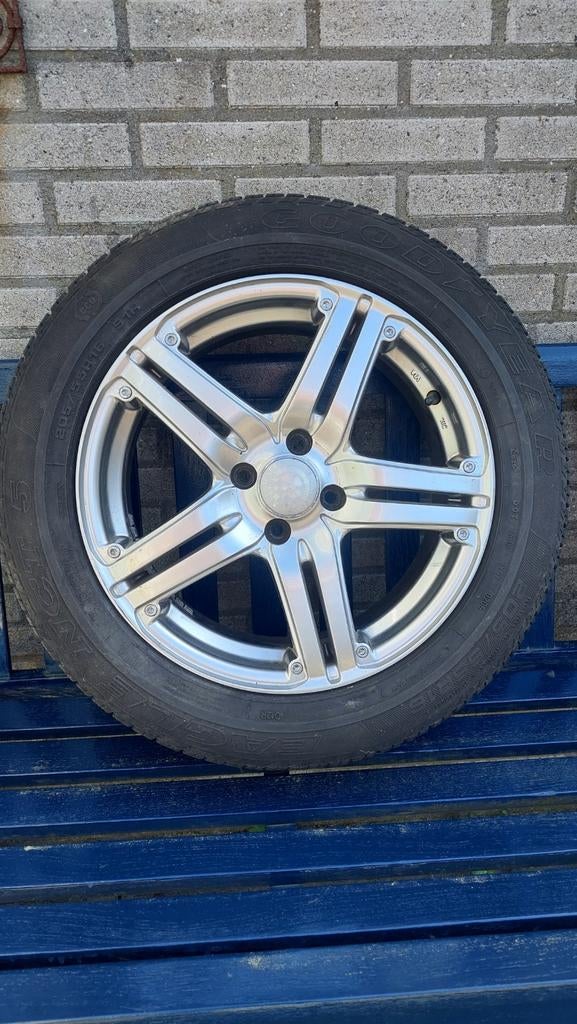 4x Aluminium velgen met banden - 205/55R16, Auto-onderdelen, Banden en Velgen, Gebruikt, 16 inch, Banden en Velgen, Personenwagen