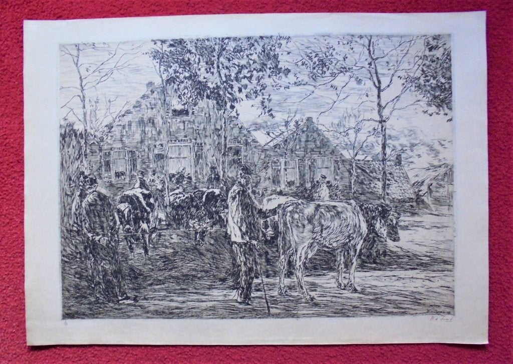 Willem de Zwart.Veemarkt.Zeer grote ets!!, Ophalen