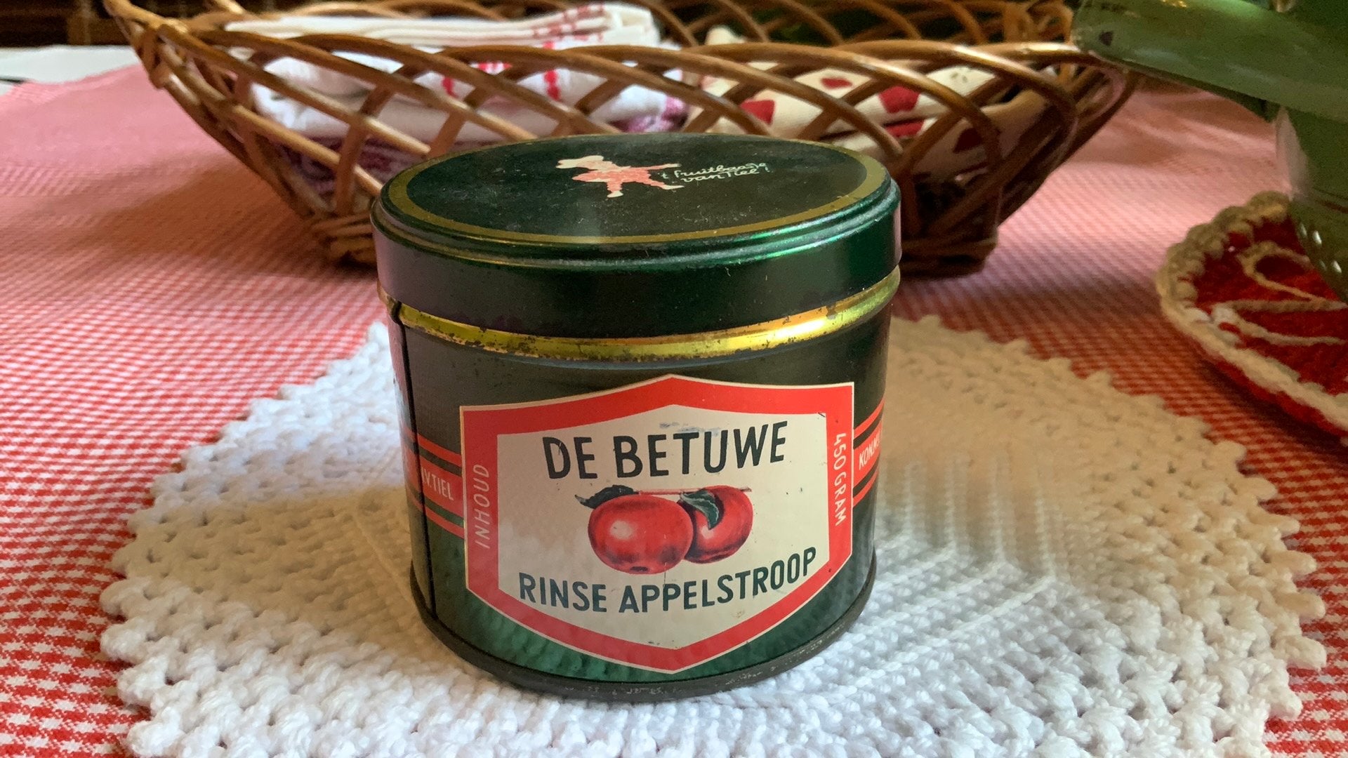 Oud blikje rinse appelstroop kon.mij.De Betuwe Tiel/Flipje, Ophalen of Verzenden, Gebruikt, Overige, Overige merken