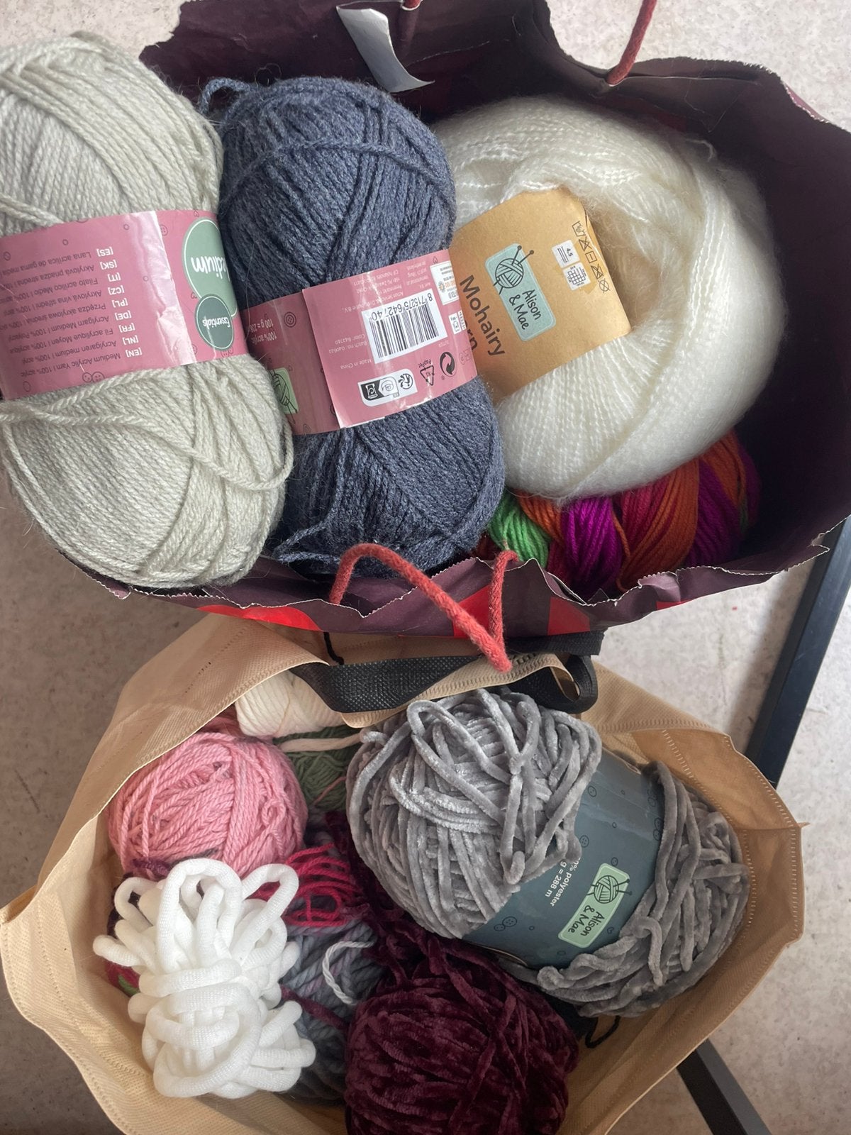 Tassen vol met verschillende wol, mohair, Ophalen of Verzenden, Nieuw