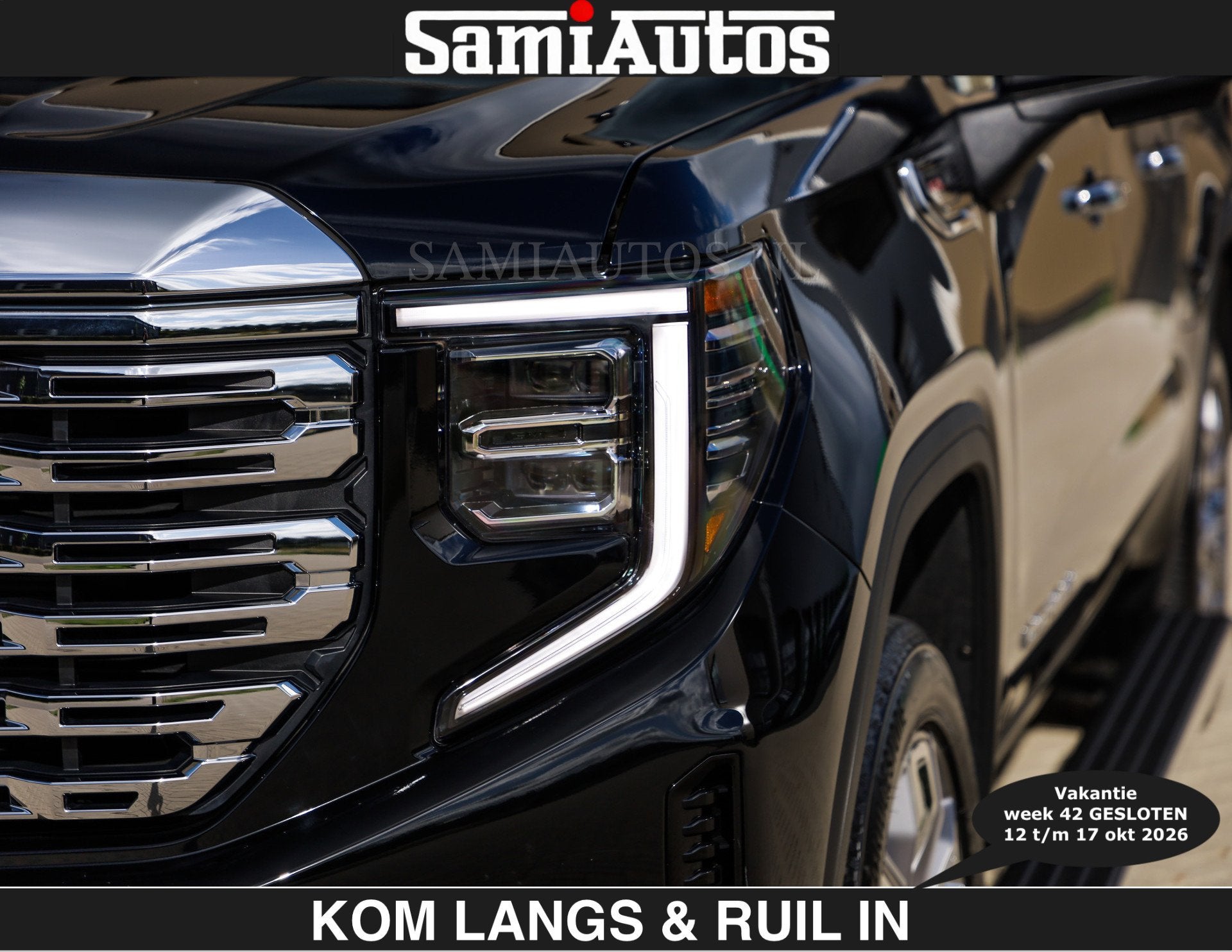 GMC Sierra DENALI | All-In Prijs | 6,2 V8 Full Option €799, Dealer onderhouden, Met garantie (alle), 426 pk, Zwart