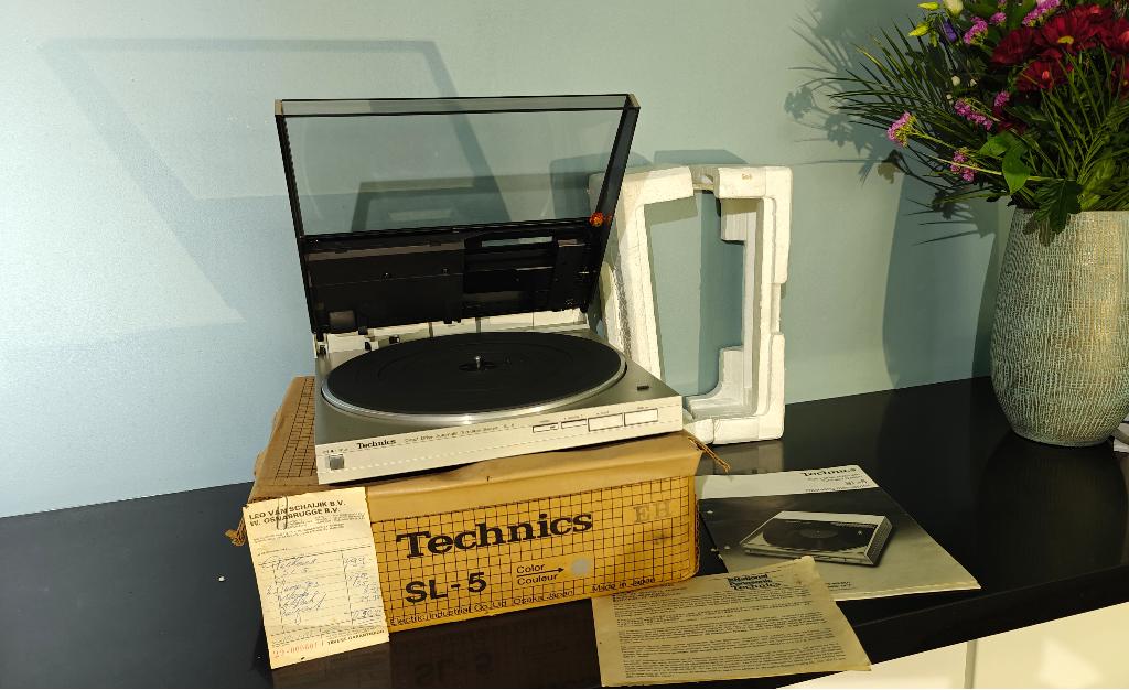 Technics SL5 Direct Drive platenspeler, met org doos en bon!, Ophalen, Automatisch, Zo goed als nieuw, Platenspeler