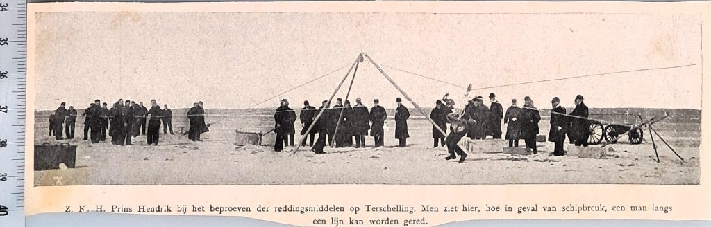 Redding 1908; proef met reddingslijnen op Terschelling, Verzenden, Voor 1940, Gebruikt, Overige onderwerpen