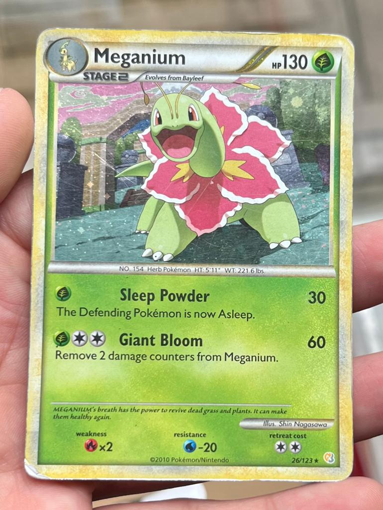 Pokemon Meganium holo HGSS base set 26/123, Hobby en Vrije tijd, Verzamelkaartspellen | Pokémon, Ophalen of Verzenden, Losse kaart