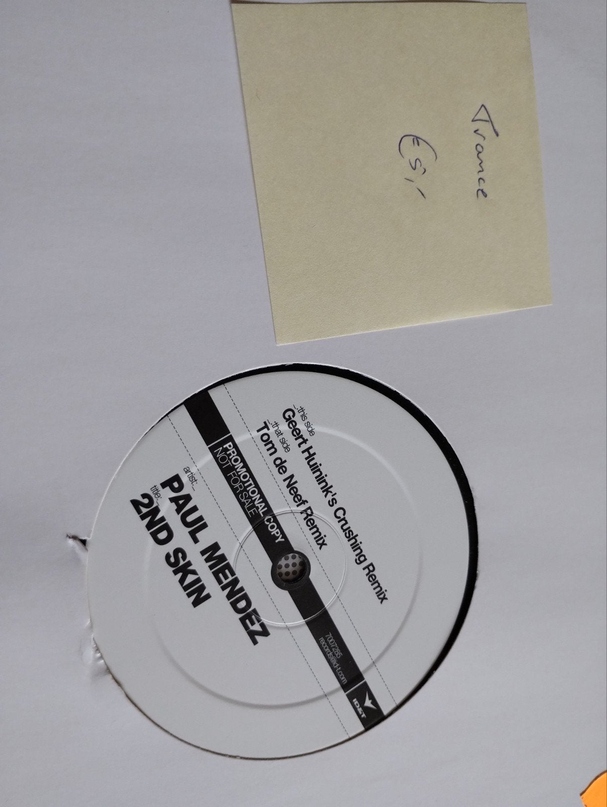 Paul Mendez - 2nd Skin (Promotionele Trance 12" Vinyl), Cd's en Dvd's, Vinyl | Dance en House, LP, Gebruikt, Trance, Promo