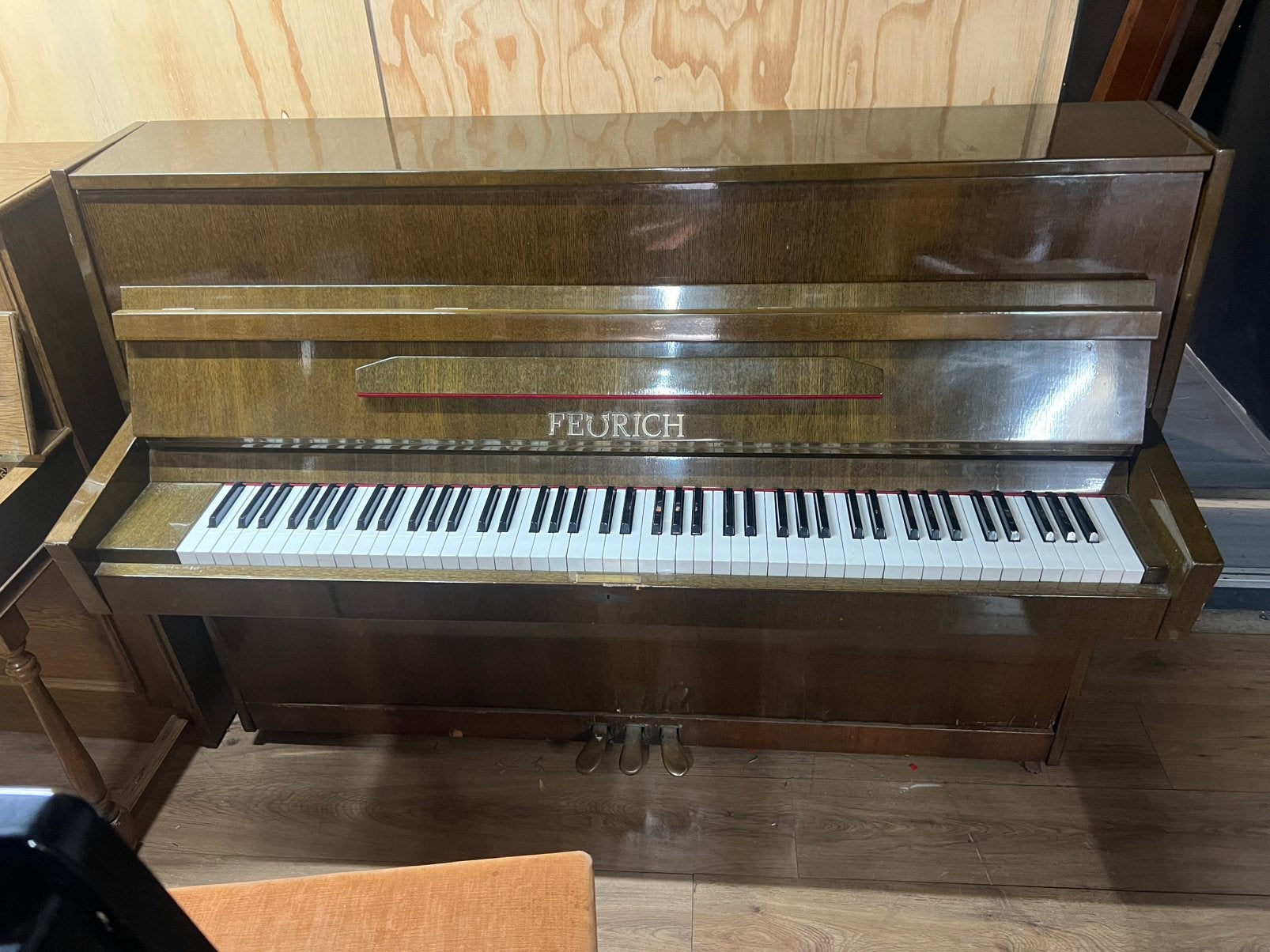Feurich piano | Transport mogelijk, Ophalen, Gebruikt, Bruin, Hoogglans