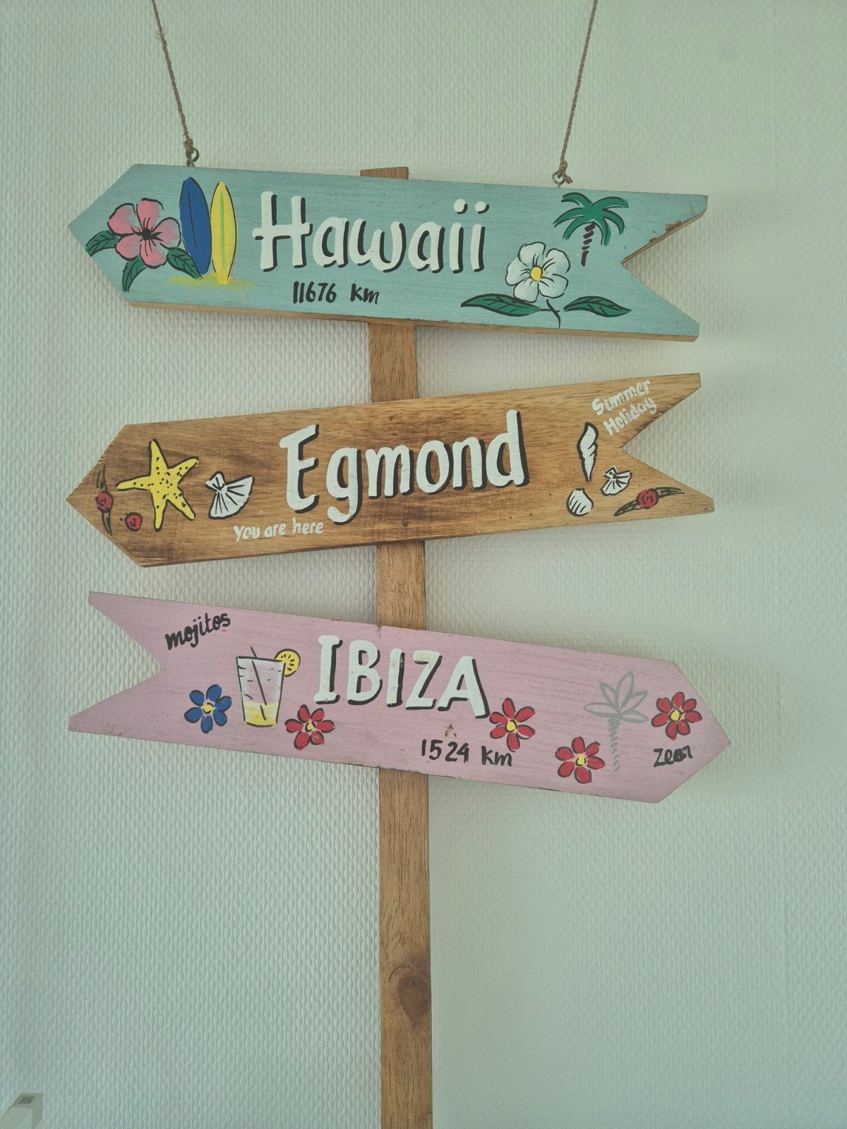 Decoratieve wegwijzer Hawaii Egmond Ibiza - strand thema, Ophalen, Hout, Gebruikt, Meerkleurig