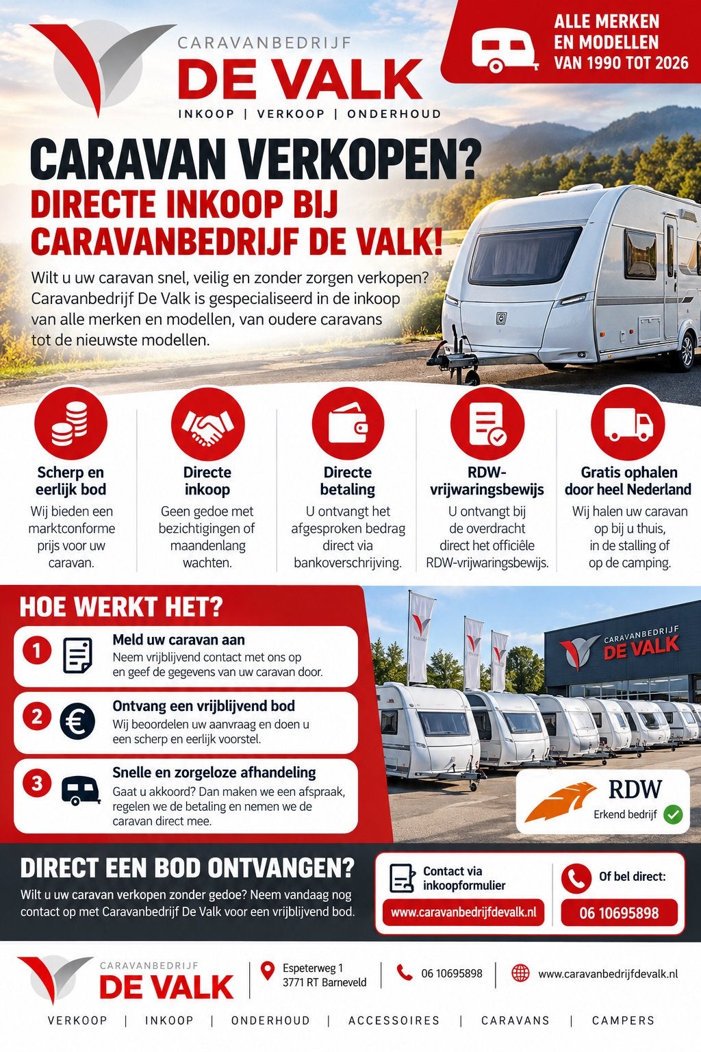 Caravan Verkopen? Directe inkoop bij Caravanbedrijf de Valk, Caravans en Kamperen