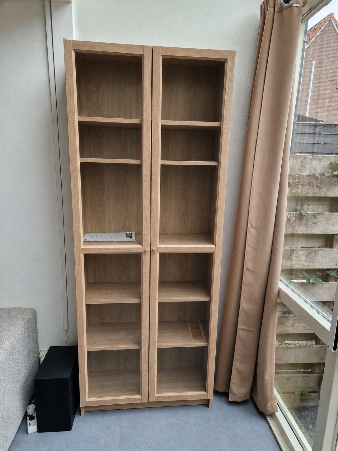 Ikea Billy Oxberg vitrinekast, Huis en Inrichting, Ophalen, Met deur(en), 200 cm of meer, Eikenhout