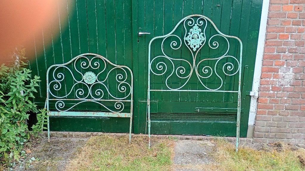 Antiek smeedijzeren bed, Ophalen, Gebruikt, 90 cm, Eenpersoons