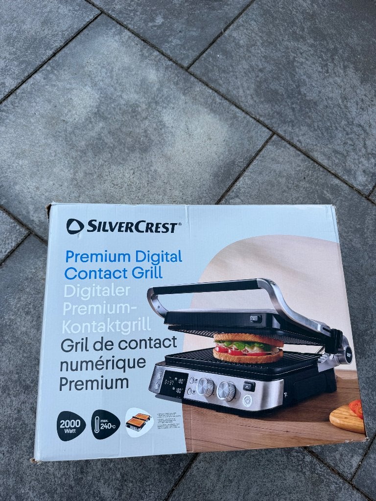 SilverCrest Premium Digitale Contactgrill 2000W, Ophalen of Verzenden, Uitneembare platen, Nieuw