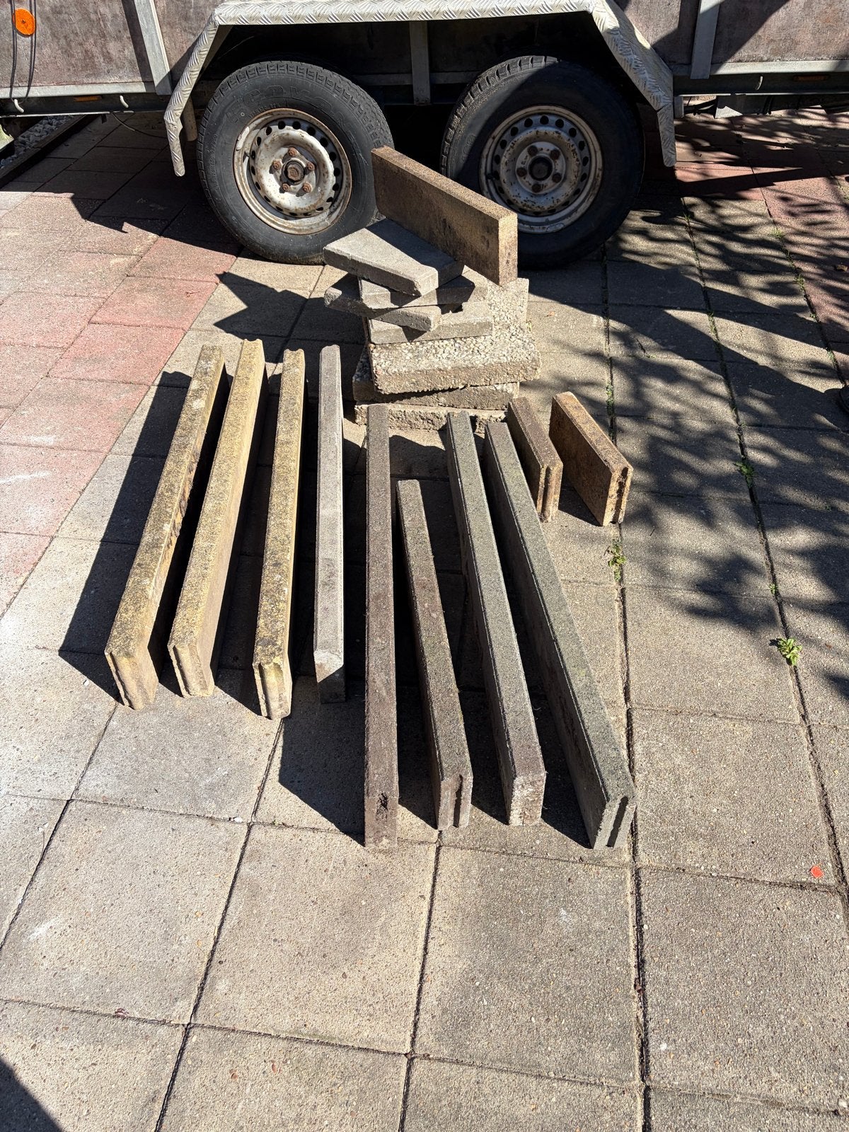 betonnen bandjes terrastegels en 30x30 tegels, Gebruikt, Klinkers, Ophalen of Verzenden, Minder dan 5 m²