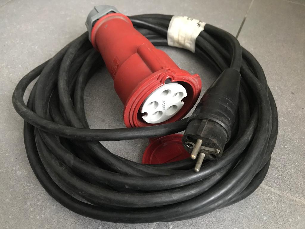 Krachtstroom Kabel 11m Schuko male to 16A    µl, Ophalen, Kabel of Snoer