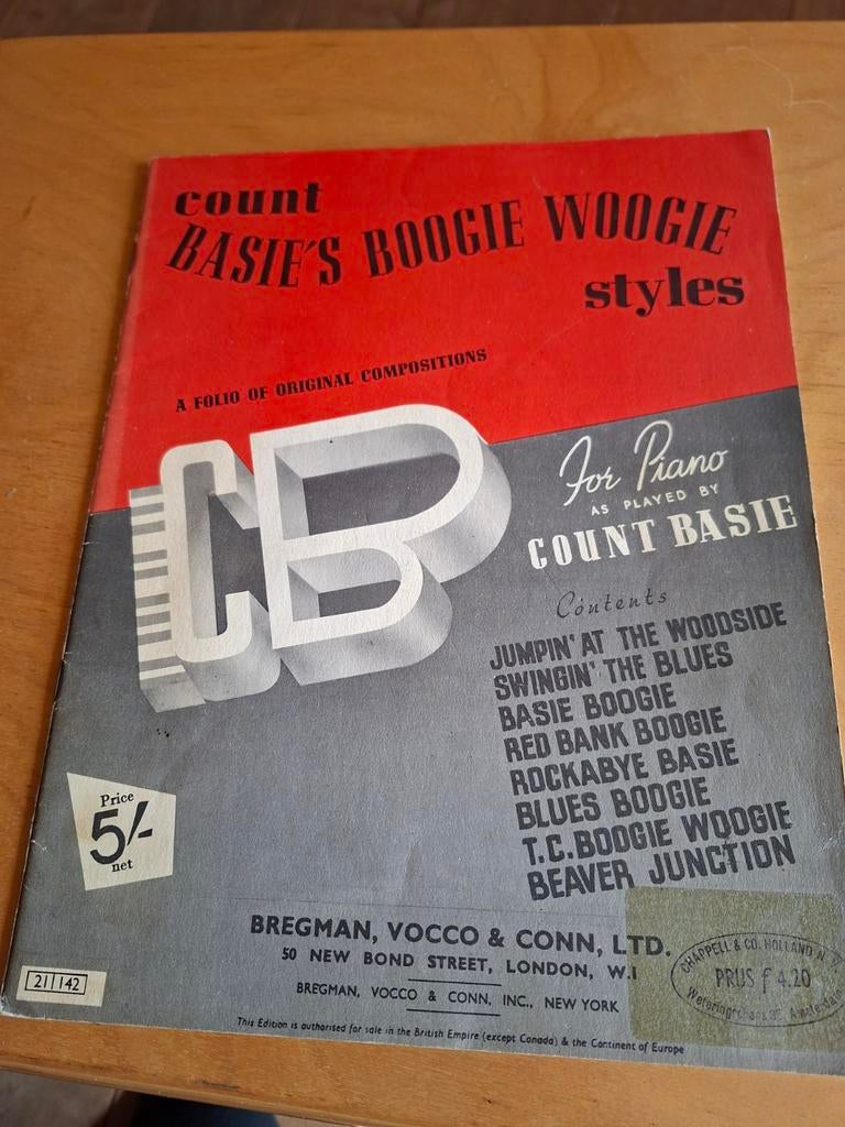 Count Basie's Boogie Woogie Styles - Bladmuziek Piano, Ophalen of Verzenden