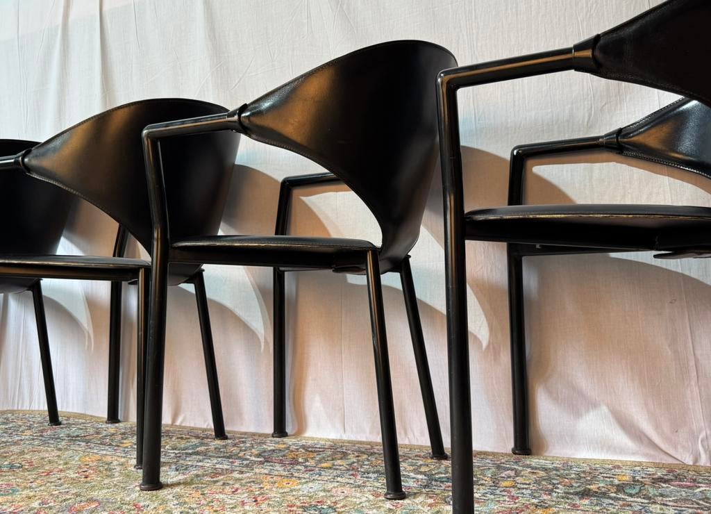 Set van 4 Vintage stoelen - Arrben Italy Style, Huis en Inrichting, Stoelen, Ophalen, Zo goed als nieuw, Zwart