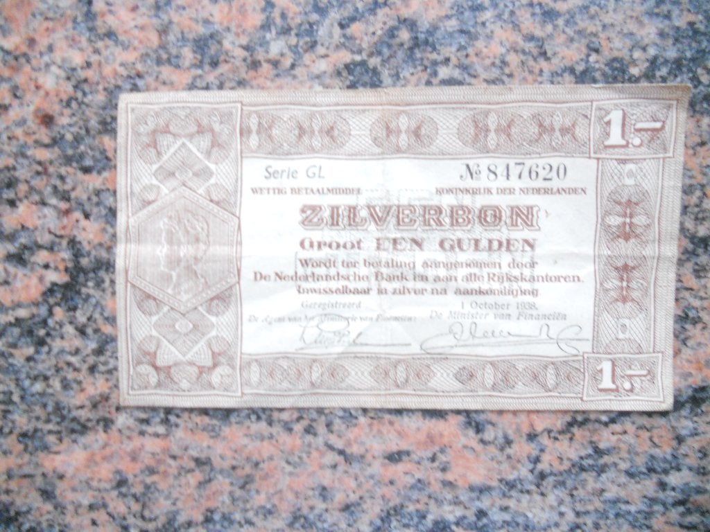 Zilverbon een gulden, Postzegels en Munten, Bankbiljetten | Nederland, Ophalen of Verzenden, 1 gulden, Los biljet
