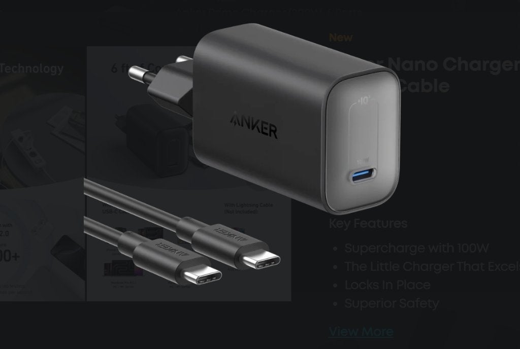 Nr.1 Anker 100 Watt Charger USB-C Laptop/Smartphone Nieuw!!!, Anker, USB-C, Adapter, Nieuw