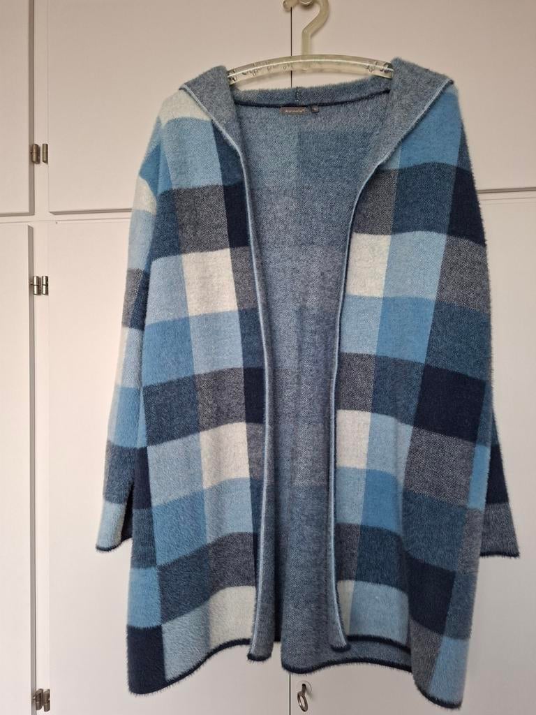 Sportieve geblokte jas met capuchon, Kleding | Dames, Blauw, Maat 46/48 (XL) of groter, Ophalen of Verzenden, Zo goed als nieuw