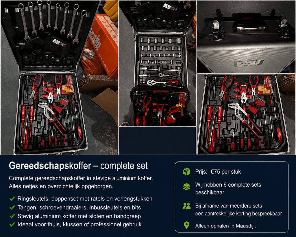 Complete gereedschapskoffer in stevige aluminium koffer., Gebruikt, HBM Machines B.V., Ophalen of Verzenden, Info@hbm-machines.com