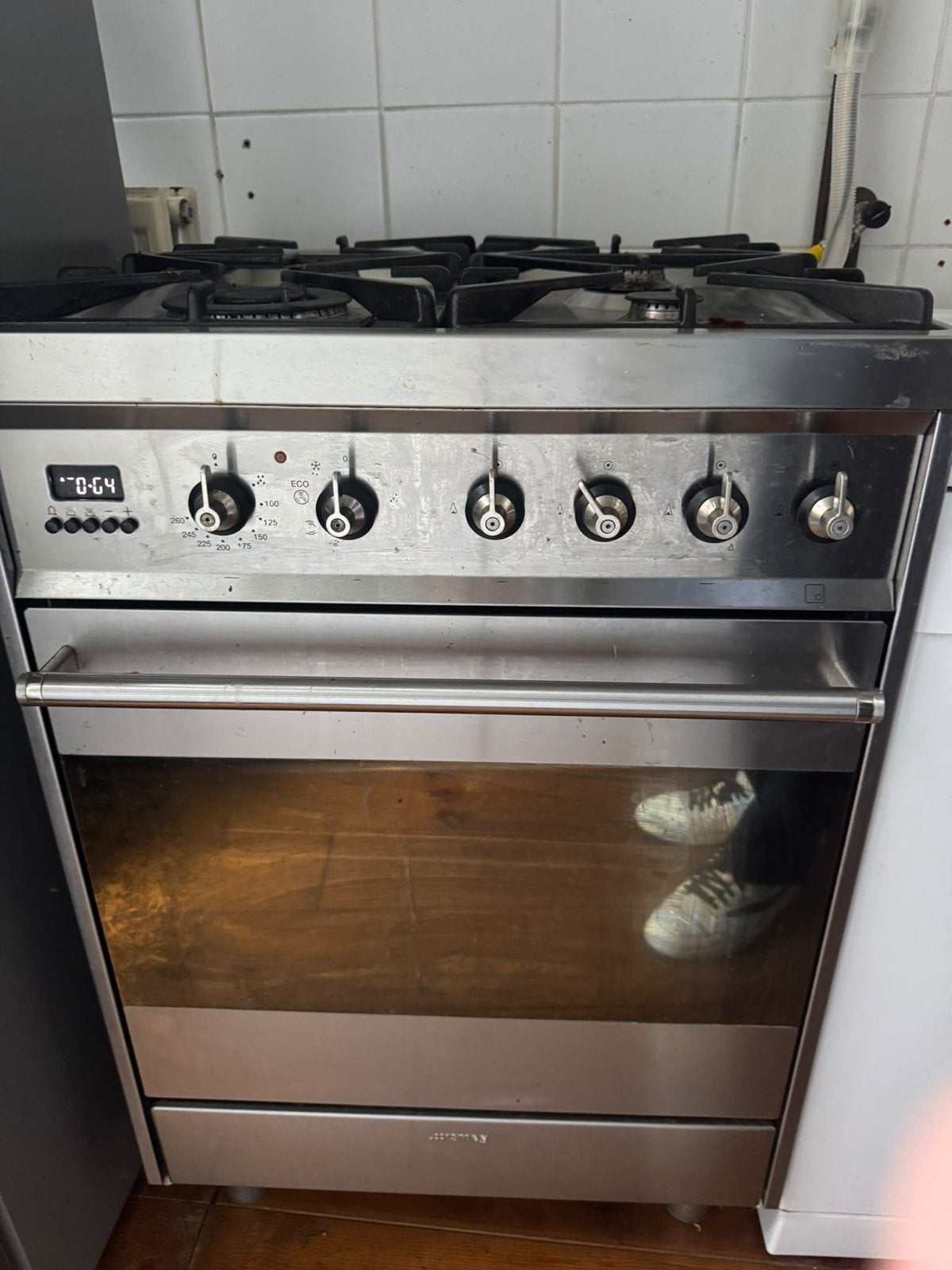 Gebruikt gasfornuis met oven - RVS, Witgoed en Apparatuur, Ophalen, Gebruikt, Hete lucht, 60 cm of meer