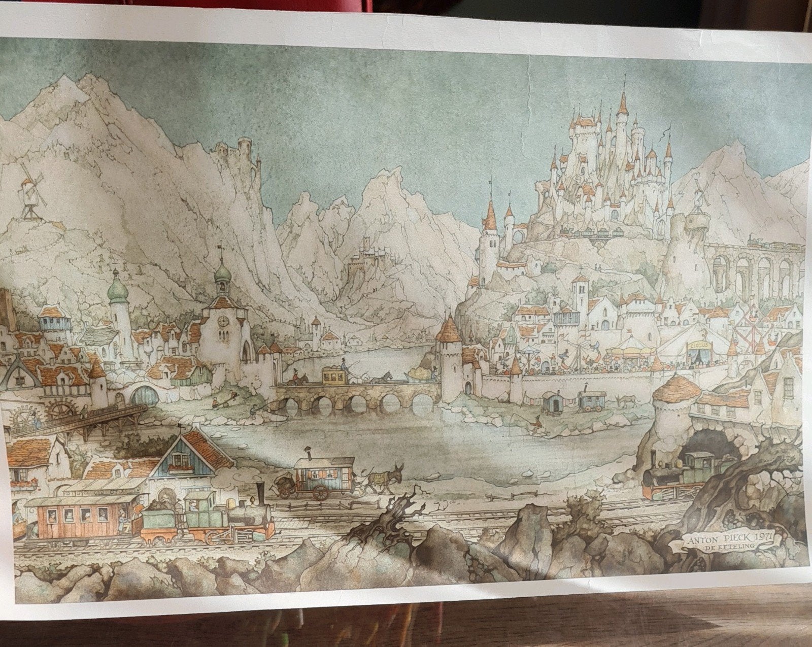 Vintage Anton Pieck Efteling print 1971, Ophalen, Gebruikt, Overige typen