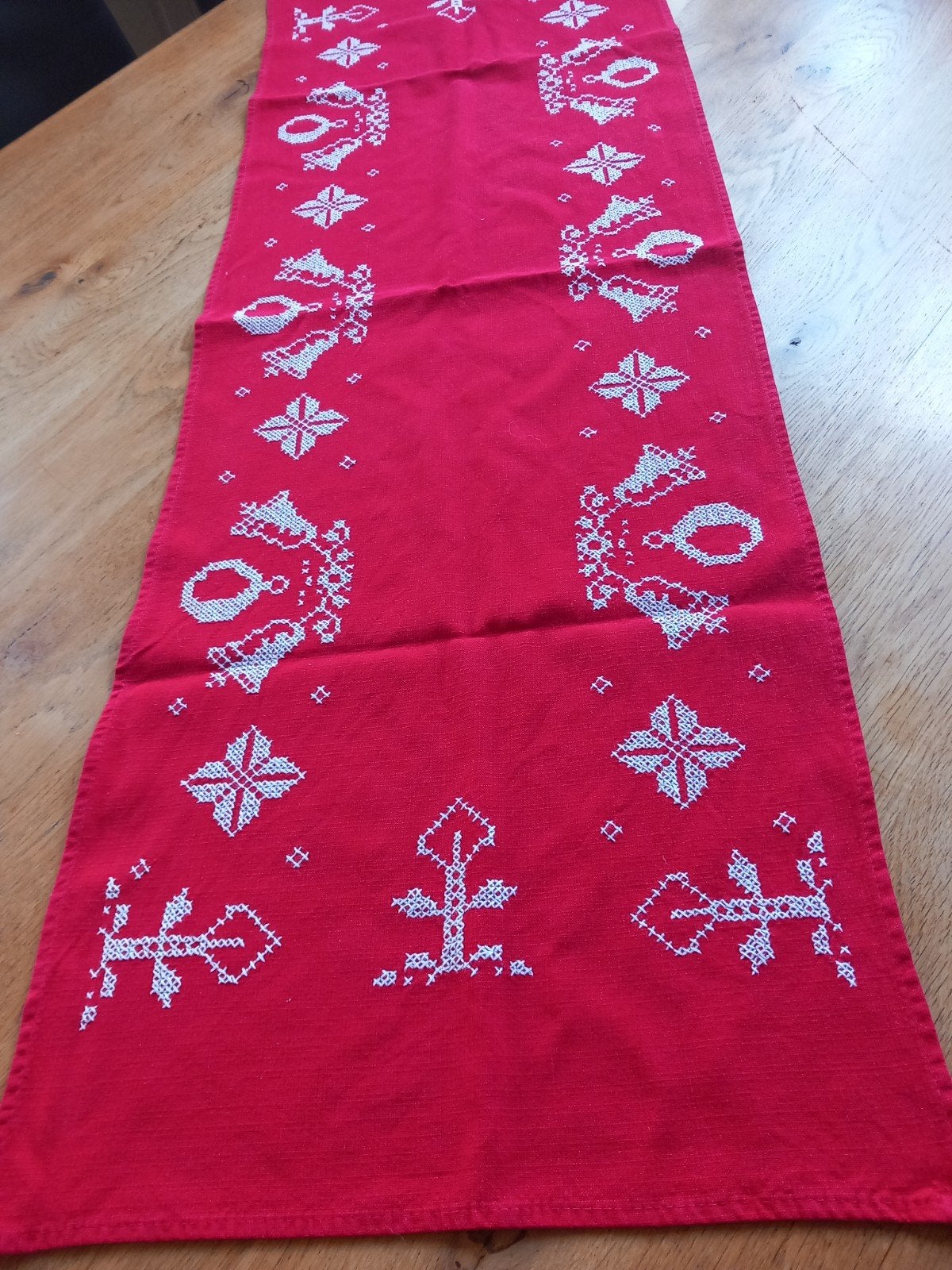 Kerstloper 104x35 cm Vintage, Gebruikt, Ophalen of Verzenden, Katoen, Tafelloper