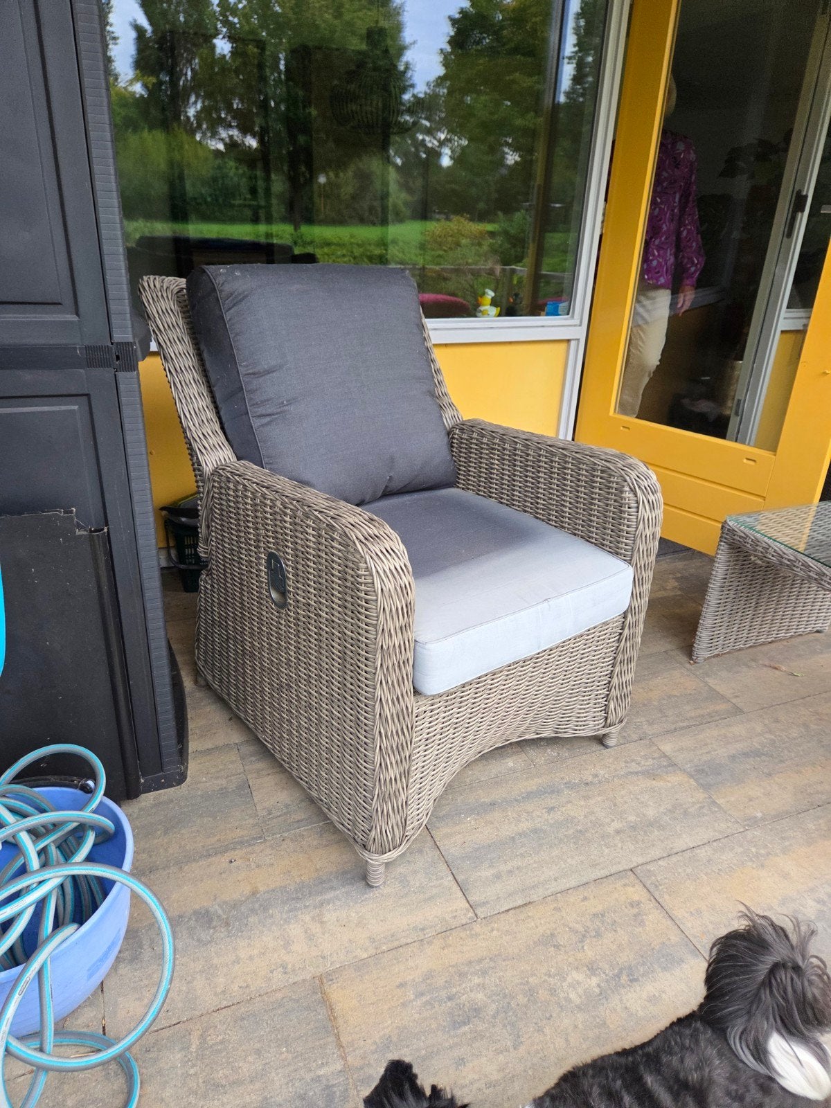 2 Wicker tuinstoelen met kussens - verstelbaar, Ophalen, Gebruikt, Wicker, Verstelbaar