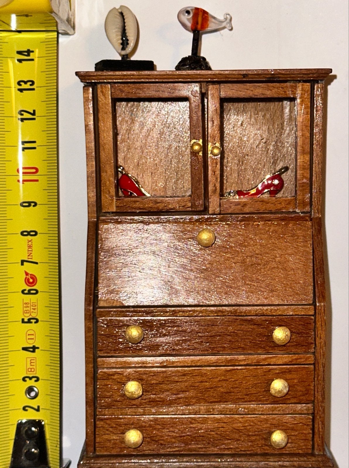 1:12 Secretaire Poppenhuis Meubel met Accessoires#v#, Ophalen, Zo goed als nieuw, Poppenhuis