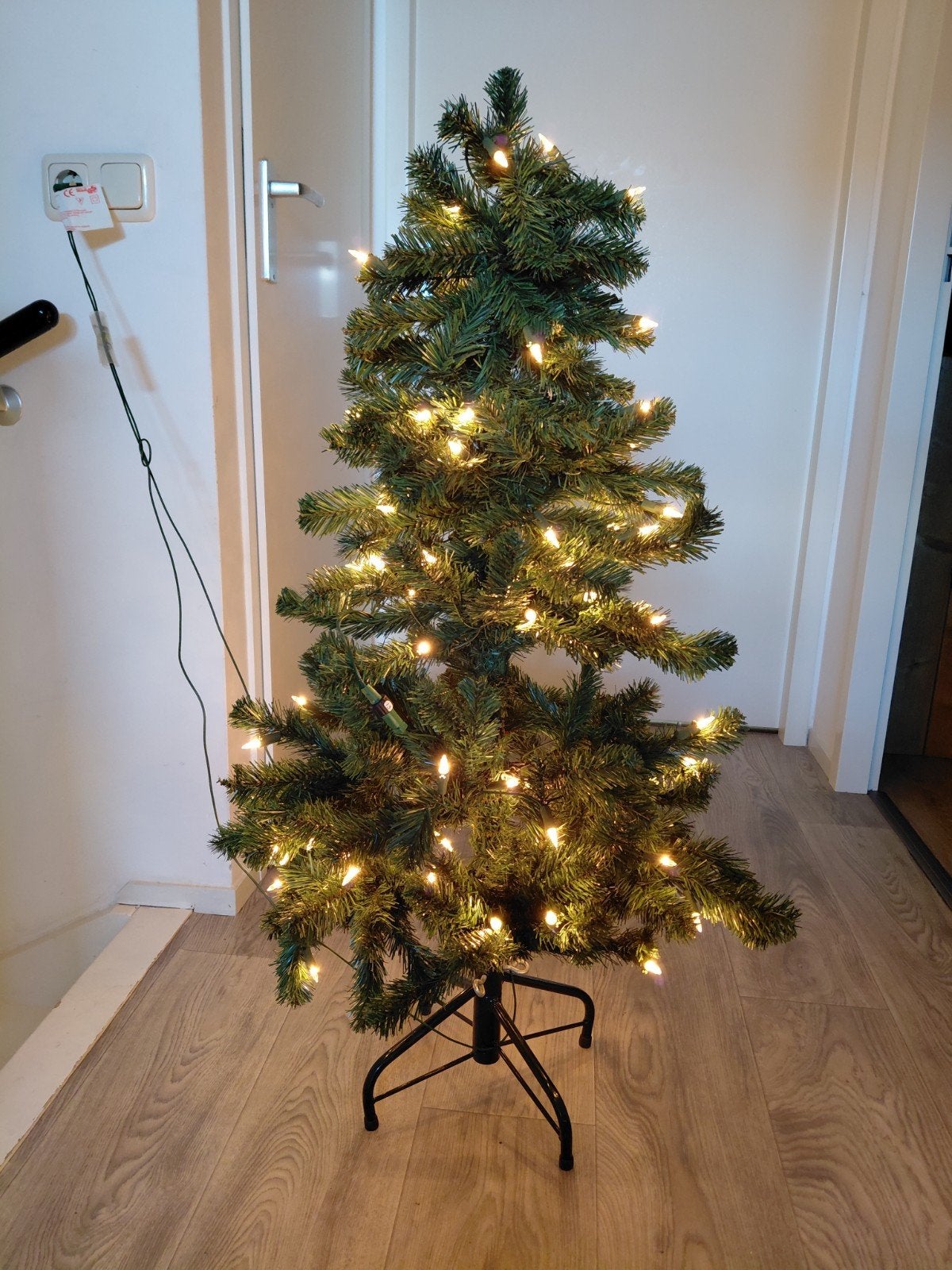 Kerstboom met lichtjes hoogte 100 cm, Ophalen, Zo goed als nieuw