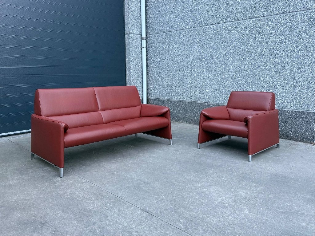 Leolux Felizia 2,5-zitsbank met fauteuil in Senso leder, Overige maten, 75 tot 100 cm, Ophalen of Verzenden, Zo goed als nieuw