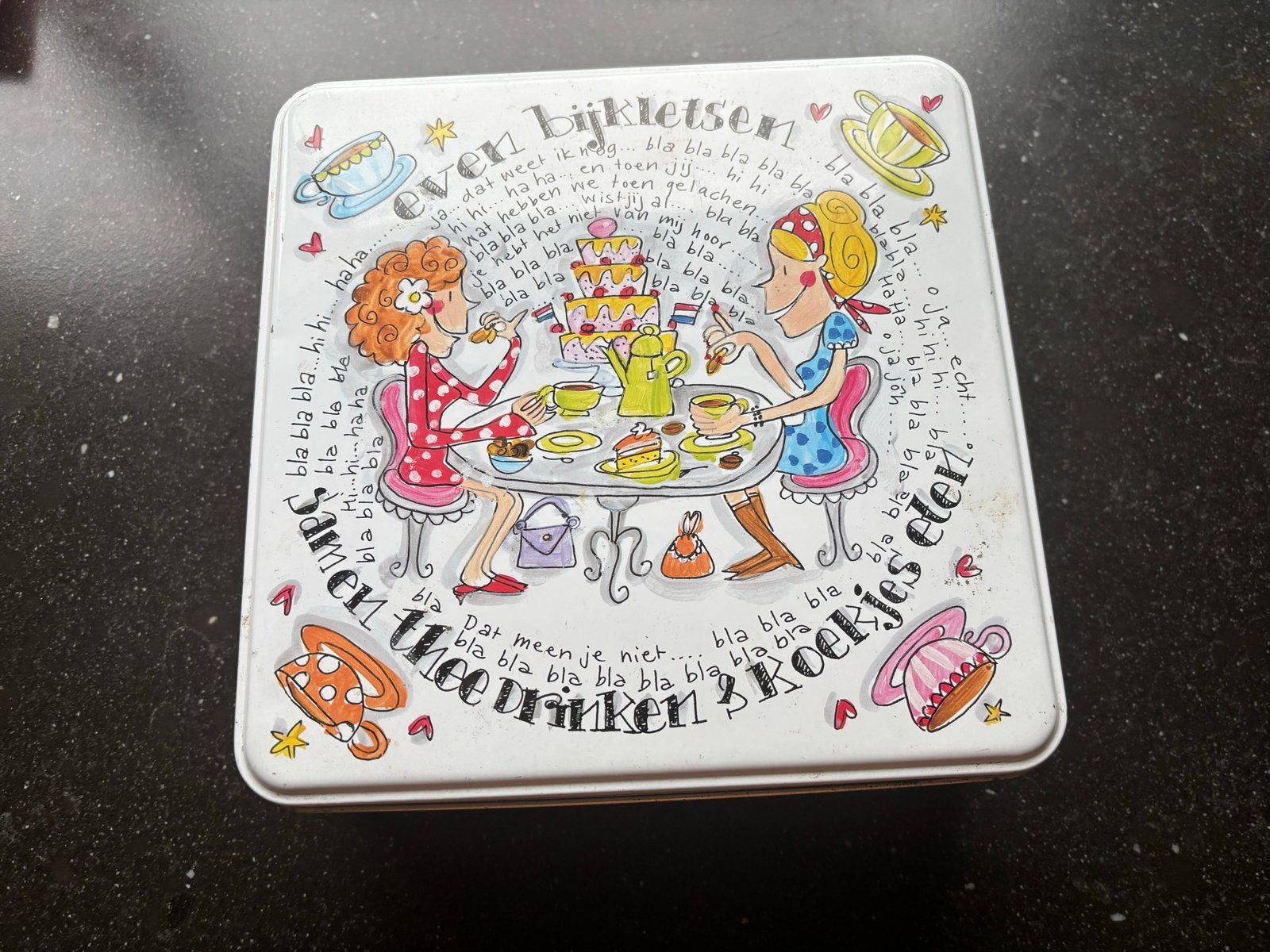 Blonde Amsterdam koektrommel met leuke print, Blond Amsterdam, Gebruikt, Ophalen of Verzenden, Voorraadpot