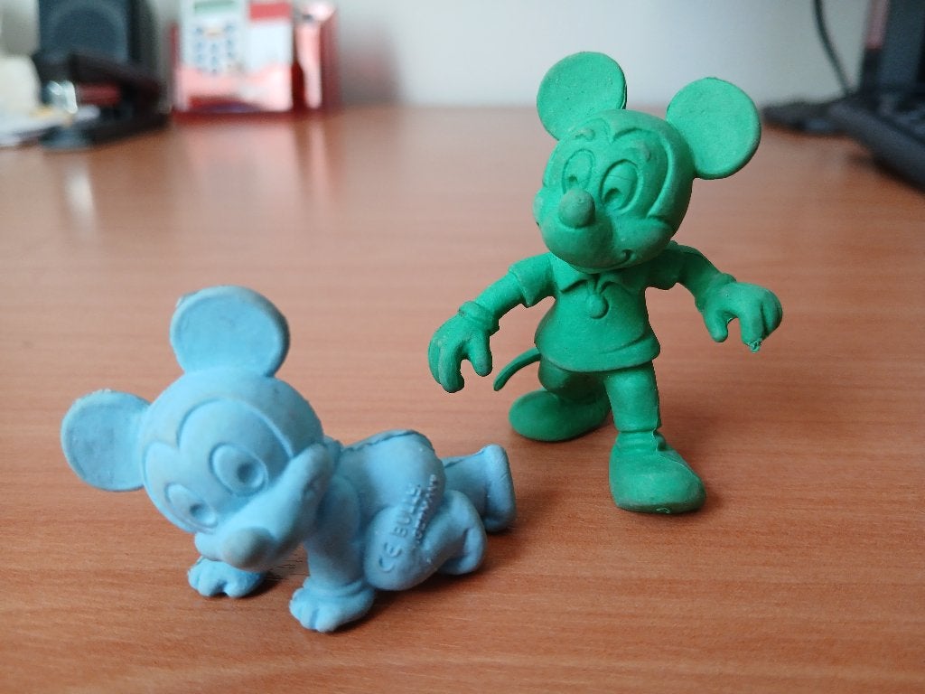 Vintage Mickey Mouse Gummetjes (1985), Ophalen of Verzenden, Mickey Mouse, Gebruikt, Beeldje of Figuurtje