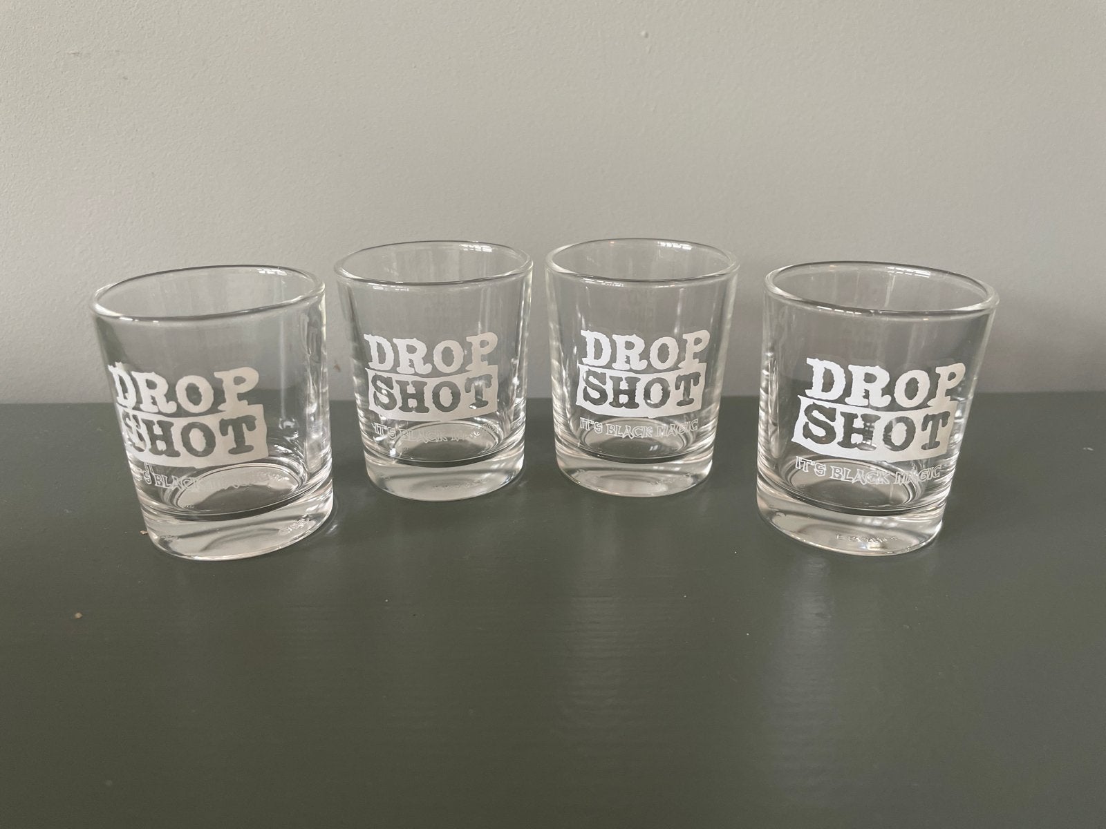 Set van 4 'Drop Shot' borrelglaasjes, Glas of Glazen, Ophalen of Verzenden, Modern, Glas