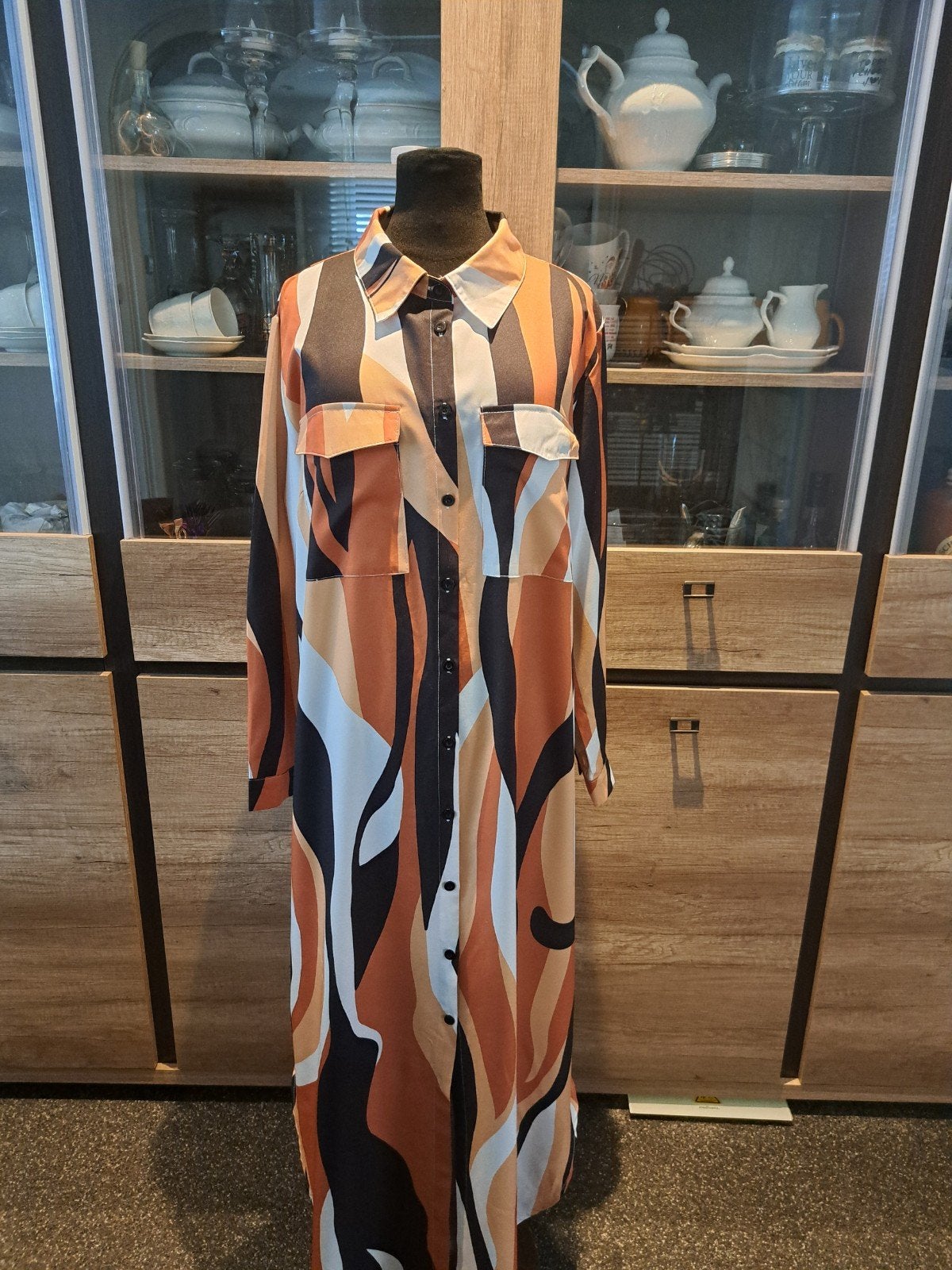 bonte lange jurk Shein 1xl, Bruin, Jurk, Ophalen of Verzenden, Zo goed als nieuw
