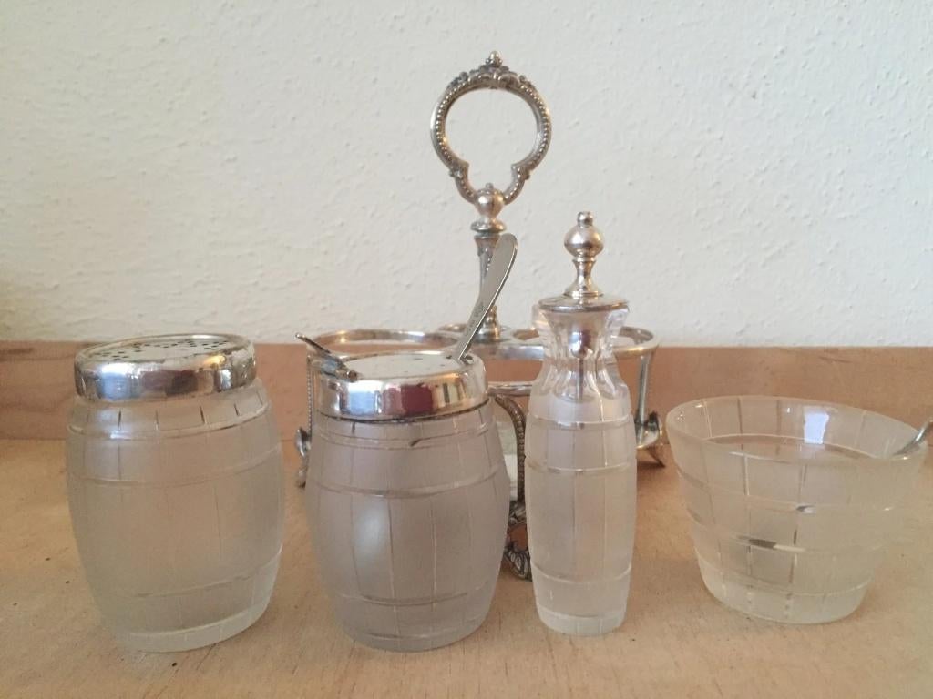 Antiek Kruidenrekje, Art Deco Frosted Glass Mappin -Brothers, Ophalen of Verzenden