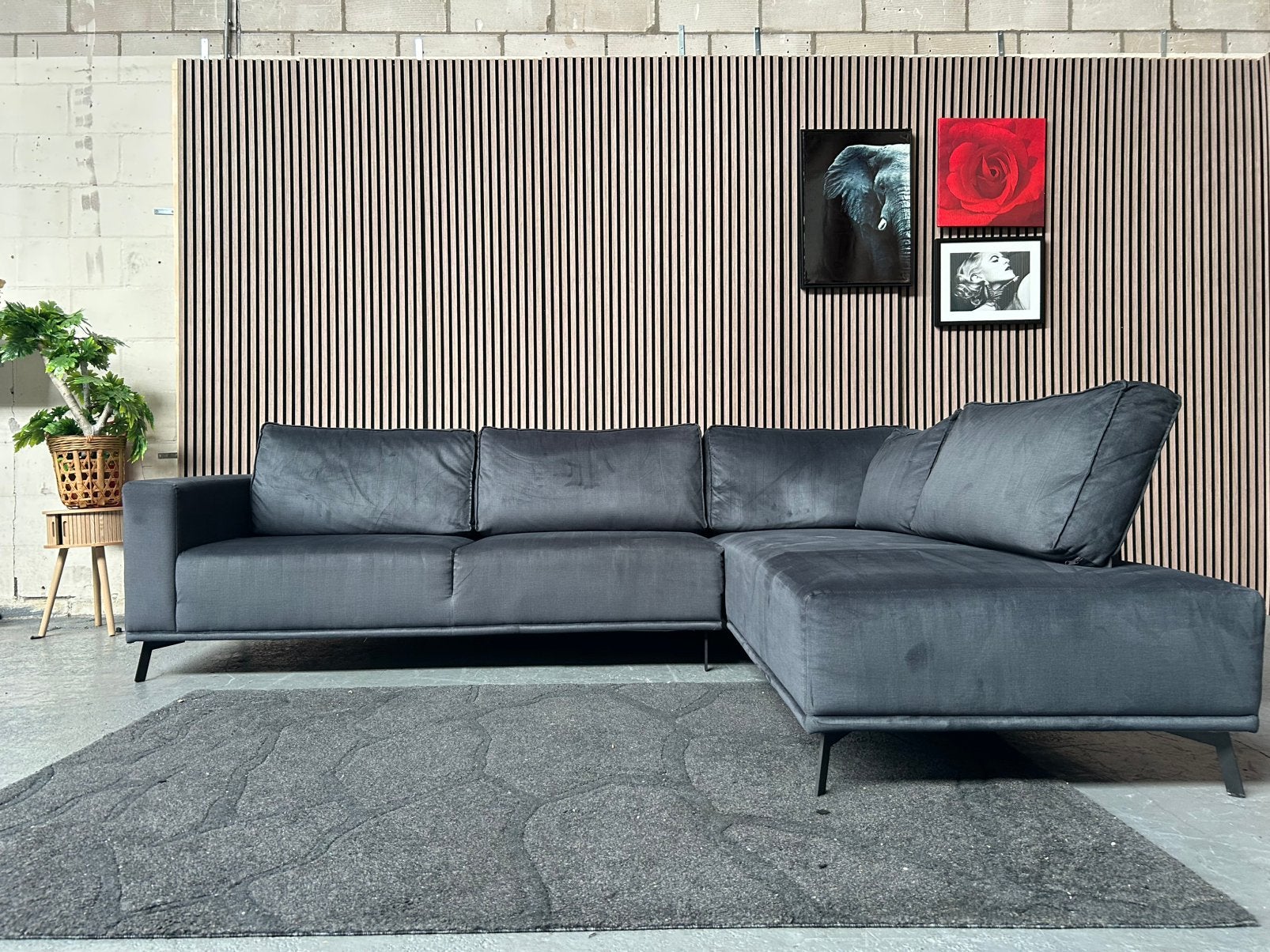 GRATIS LEVERING Hoekbank Velvet Blauw 293X220 GEREINIGD
