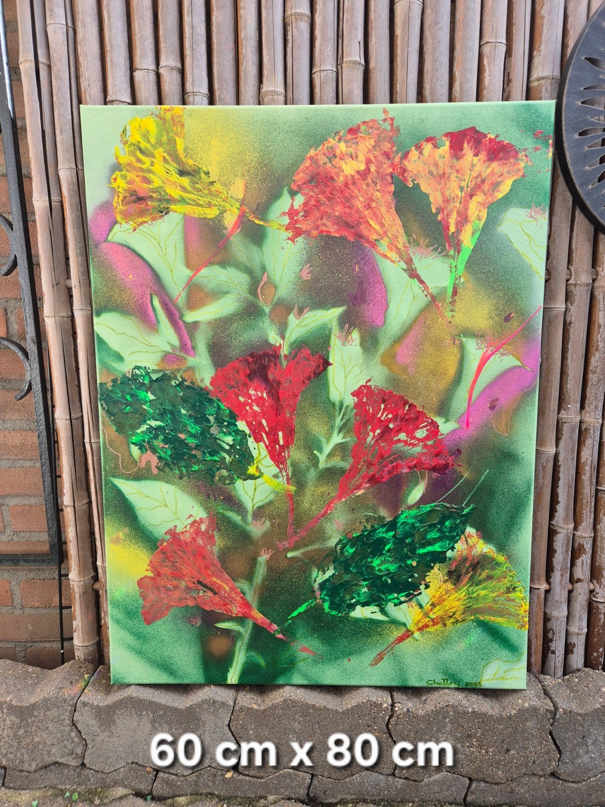 Prachtig bloemen schilderij trompetterplant 60x80 cm, Ophalen