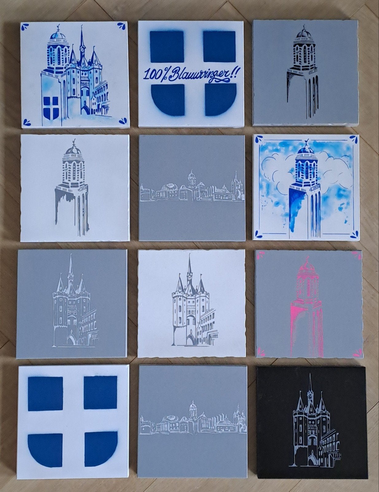 Diverse Zwolle tegeltjes, handgeschilderd, Ophalen