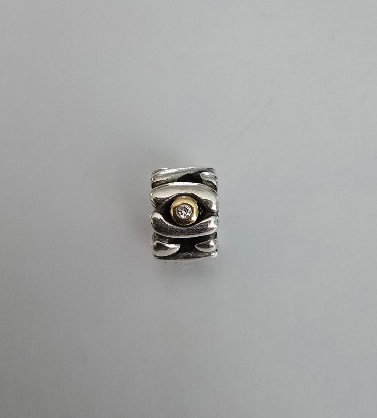 Prachtige originele Pandora bedel zilver met goud en diamant, Sieraden, Tassen en Uiterlijk, Ophalen of Verzenden, Zo goed als nieuw