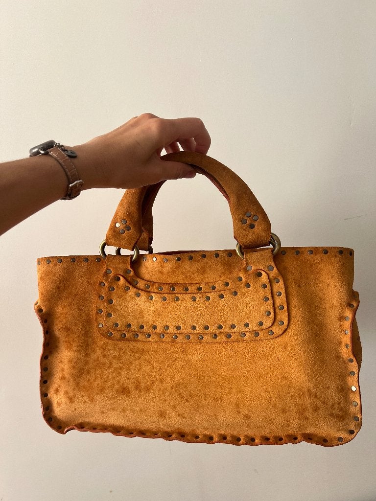 Rare Celine vintage suede tas, Sieraden, Tassen en Uiterlijk, Ophalen of Verzenden, Gebruikt, Bruin, Handtas