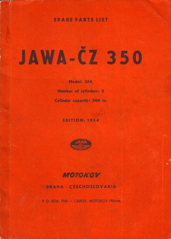 Jawa 350 Spare Parts List 1954 CZ (2080z), Ophalen of Verzenden, Overige merken