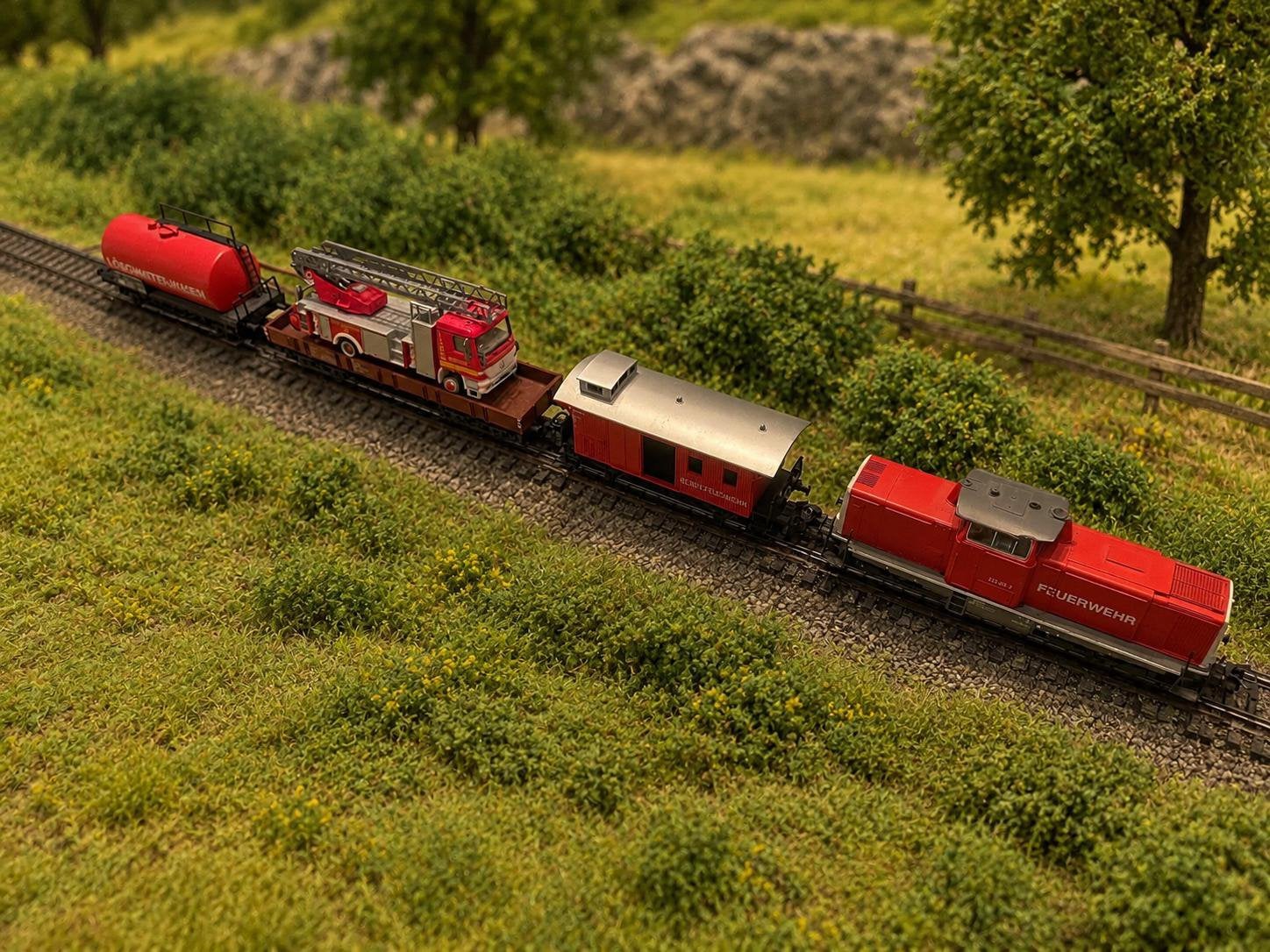 Marklin digitaal brandweer set diesel br 212 uit set 29750, Wisselstroom, Treinset, Ophalen of Verzenden, Zo goed als nieuw